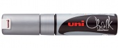 Маркер мелковой UNI 8мм.скошенный,серебряный PWE-8K